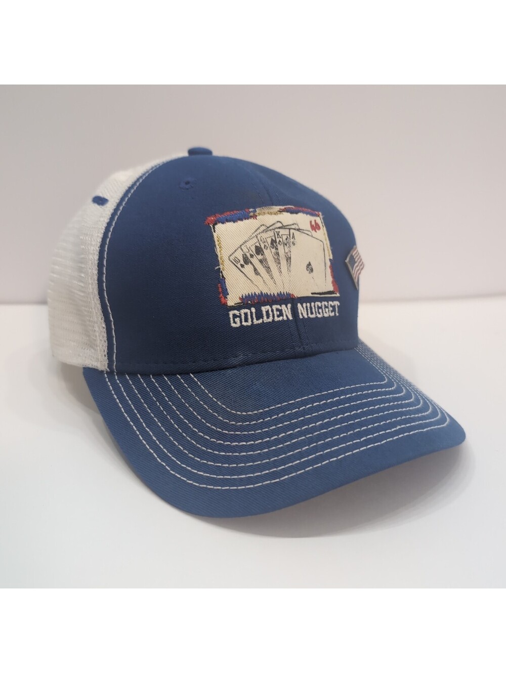 Vtg Golden Nugget Biloxi Blue Snap Back Mesh Trucker Hat Royal Flush Ouray